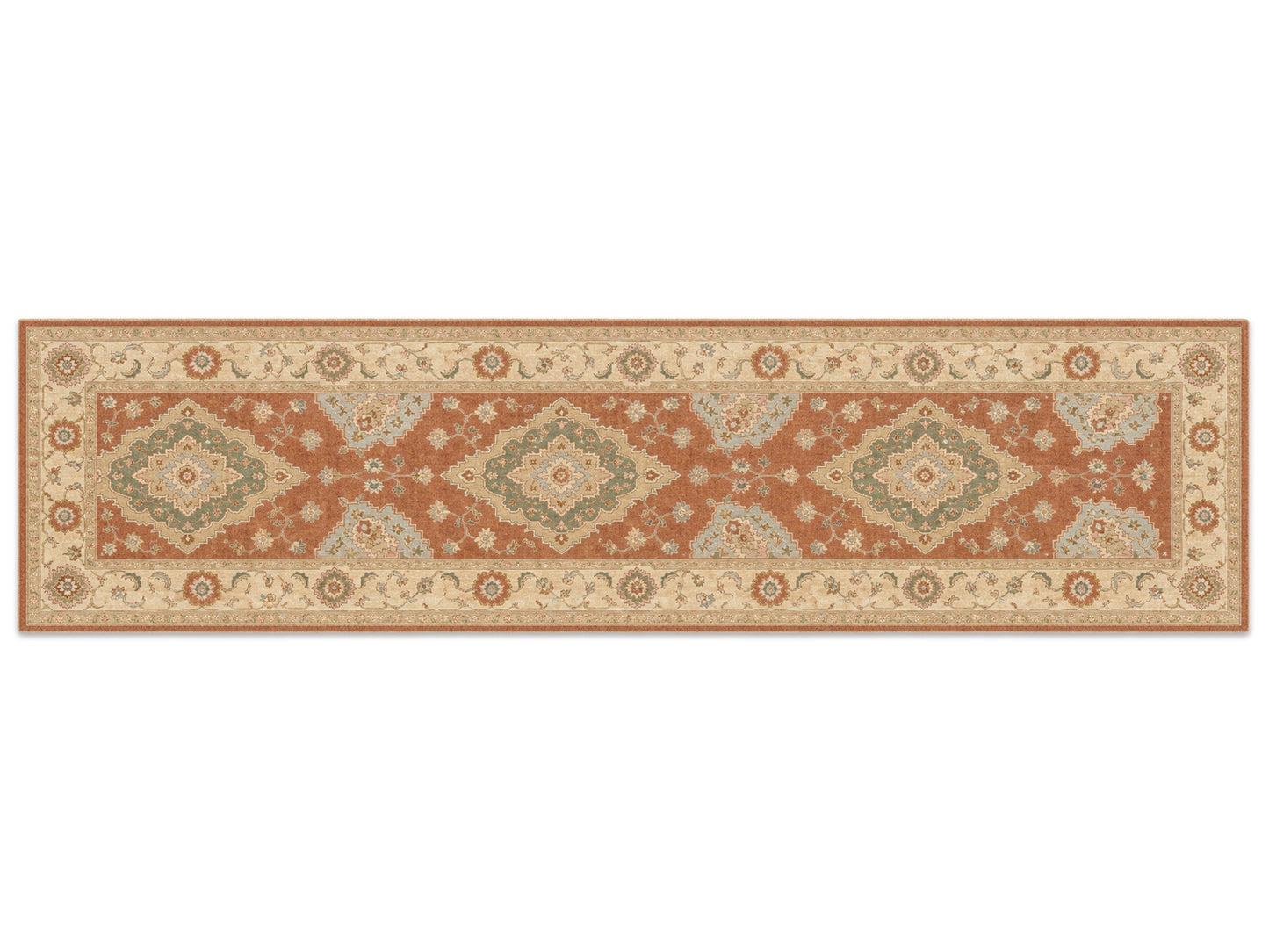 Hand Tufted Wool Rug| Terracotta & Ivory Wool Rug |Traditional Floral Medallion Area Rug