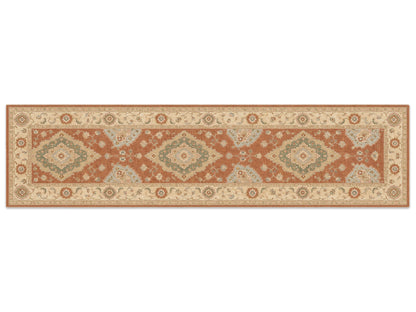 Hand Tufted Wool Rug| Terracotta & Ivory Wool Rug |Traditional Floral Medallion Area Rug