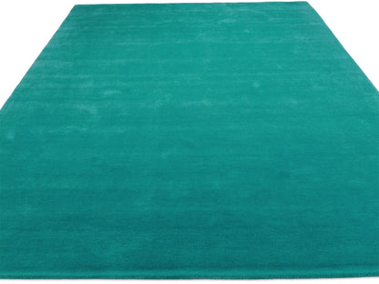Solid Teal Blue Wool Rug | Hand-Tufted Modern Blue-Green Area Rug