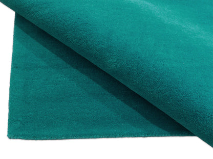 Solid Teal Blue Wool Rug | Hand-Tufted Modern Blue-Green Area Rug