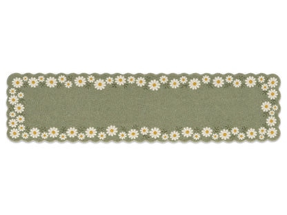 Sage Green Daisy Floral Scalloped Hand-Tufted Rug | Glaring Rugs