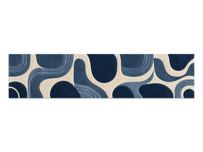 Navy Blue Retro Arch Hand-Tufted Wool Rug