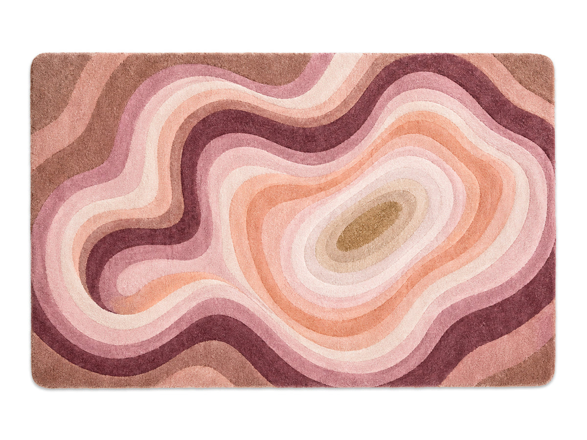 Blush Pink Abstract Topographic Hand-Tufted Wool Rug