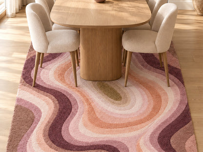 Blush Pink Abstract Topographic Hand-Tufted Wool Rug