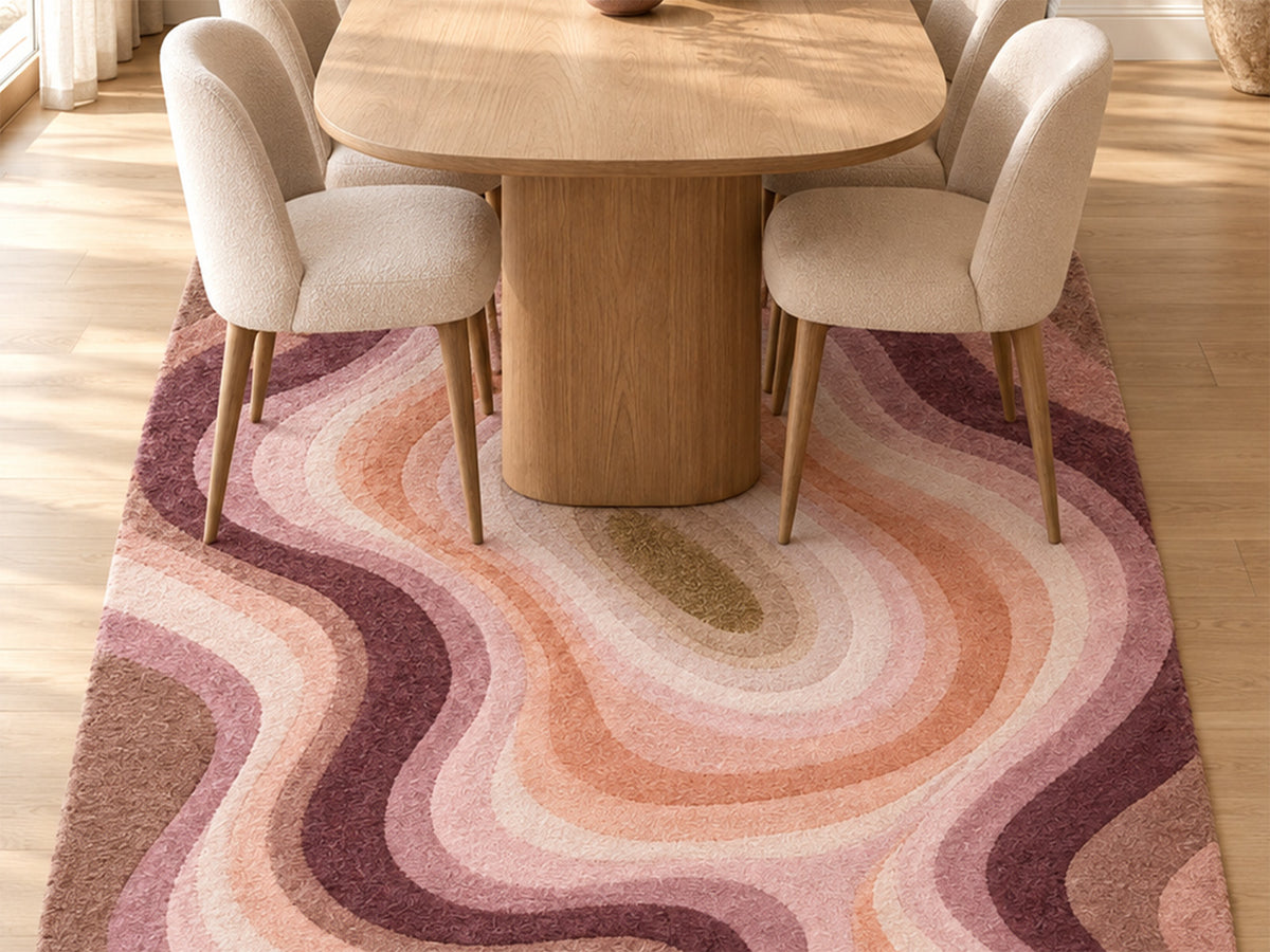 Blush Pink Abstract Topographic Hand-Tufted Wool Rug