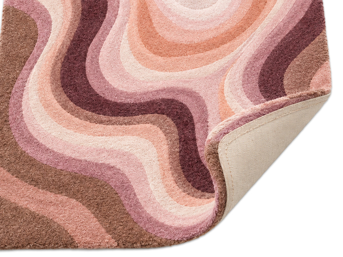 Blush Pink Abstract Topographic Hand-Tufted Wool Rug