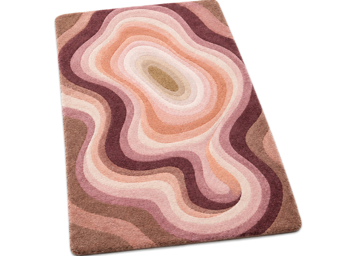 Blush Pink Abstract Topographic Hand-Tufted Wool Rug