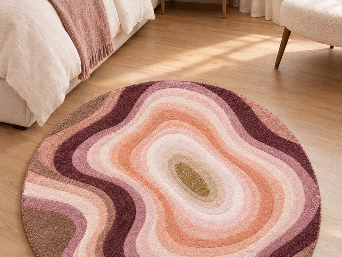 Blush Pink Abstract Topographic Hand-Tufted Wool Rug