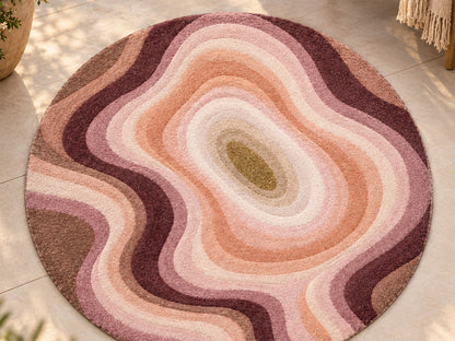 Blush Pink Abstract Topographic Hand-Tufted Wool Rug