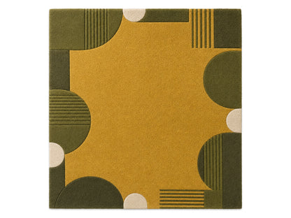 Mustard Gold & Olive Green Geometric Hand-Tufted Wool Rug | Glaring Rugs