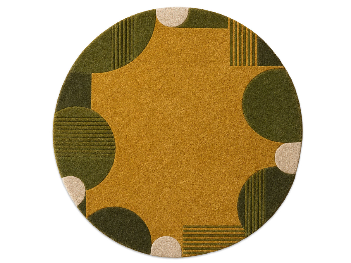 Mustard Gold & Olive Green Geometric Hand-Tufted Wool Rug | Glaring Rugs