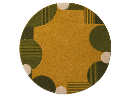 Mustard Gold & Olive Green Geometric Hand-Tufted Wool Rug | Glaring Rugs