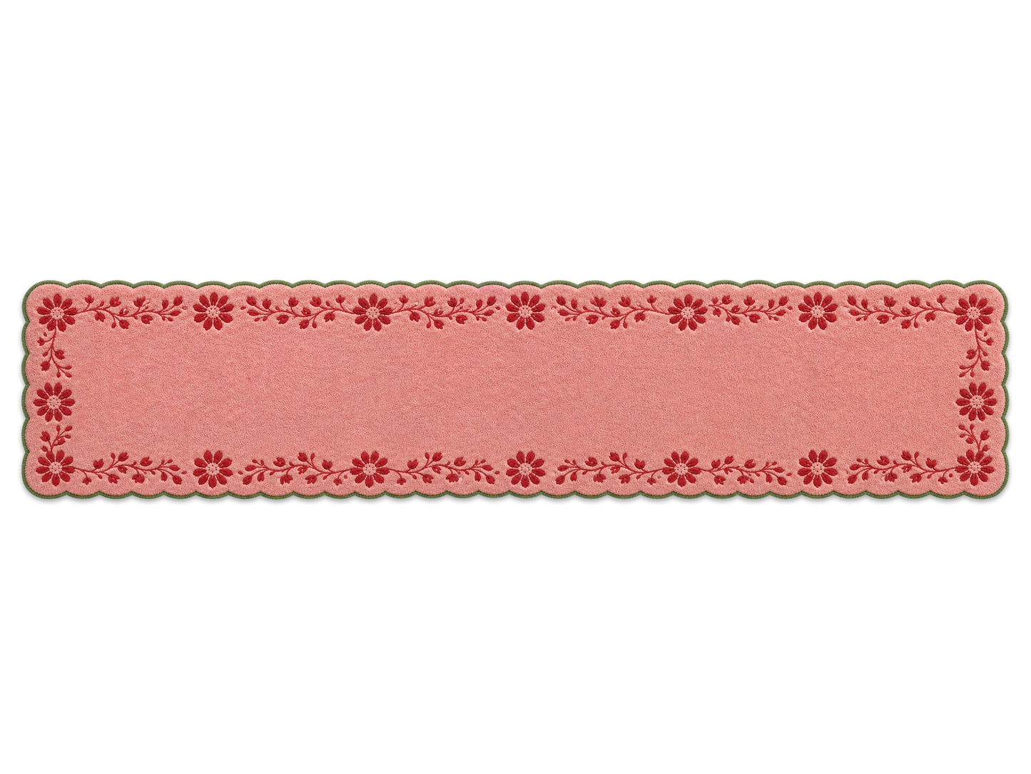 Hand Tufted Pink Floral Rug | Scalloped Wool Area Rug | Cottagecore Home Decor
