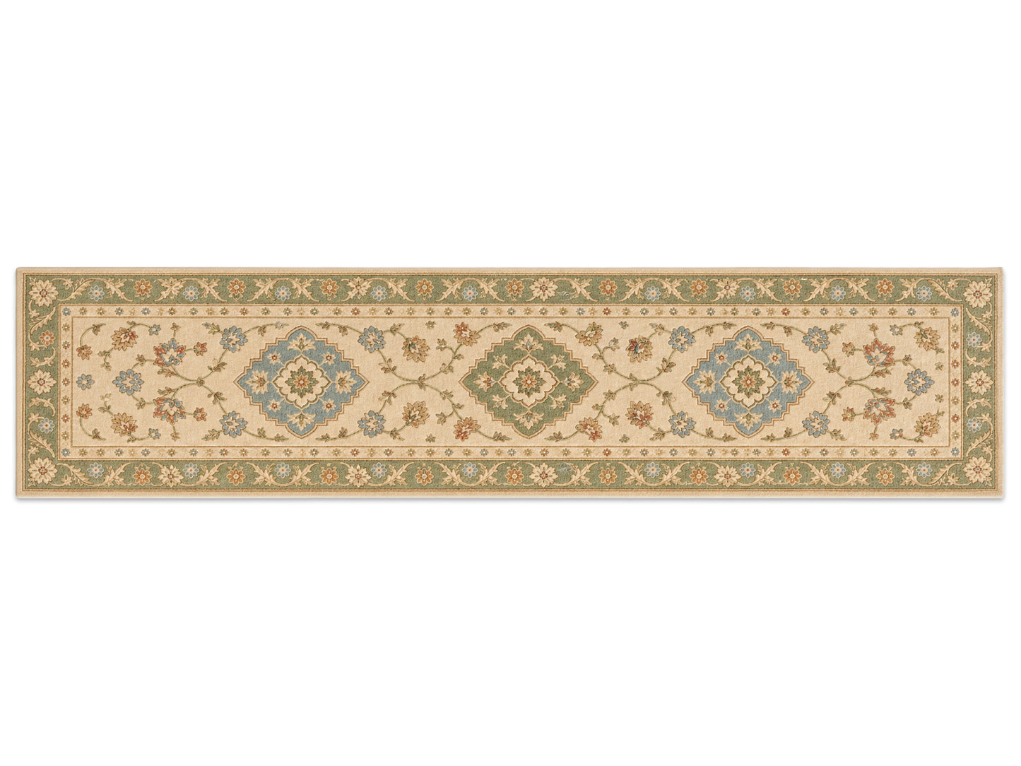 Hand Tufted Wool Rug |Ivory & Sage Green | Traditional Floral Medallion Area Rug