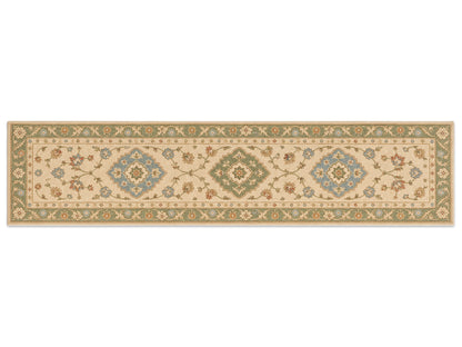 Hand Tufted Wool Rug |Ivory & Sage Green | Traditional Floral Medallion Area Rug