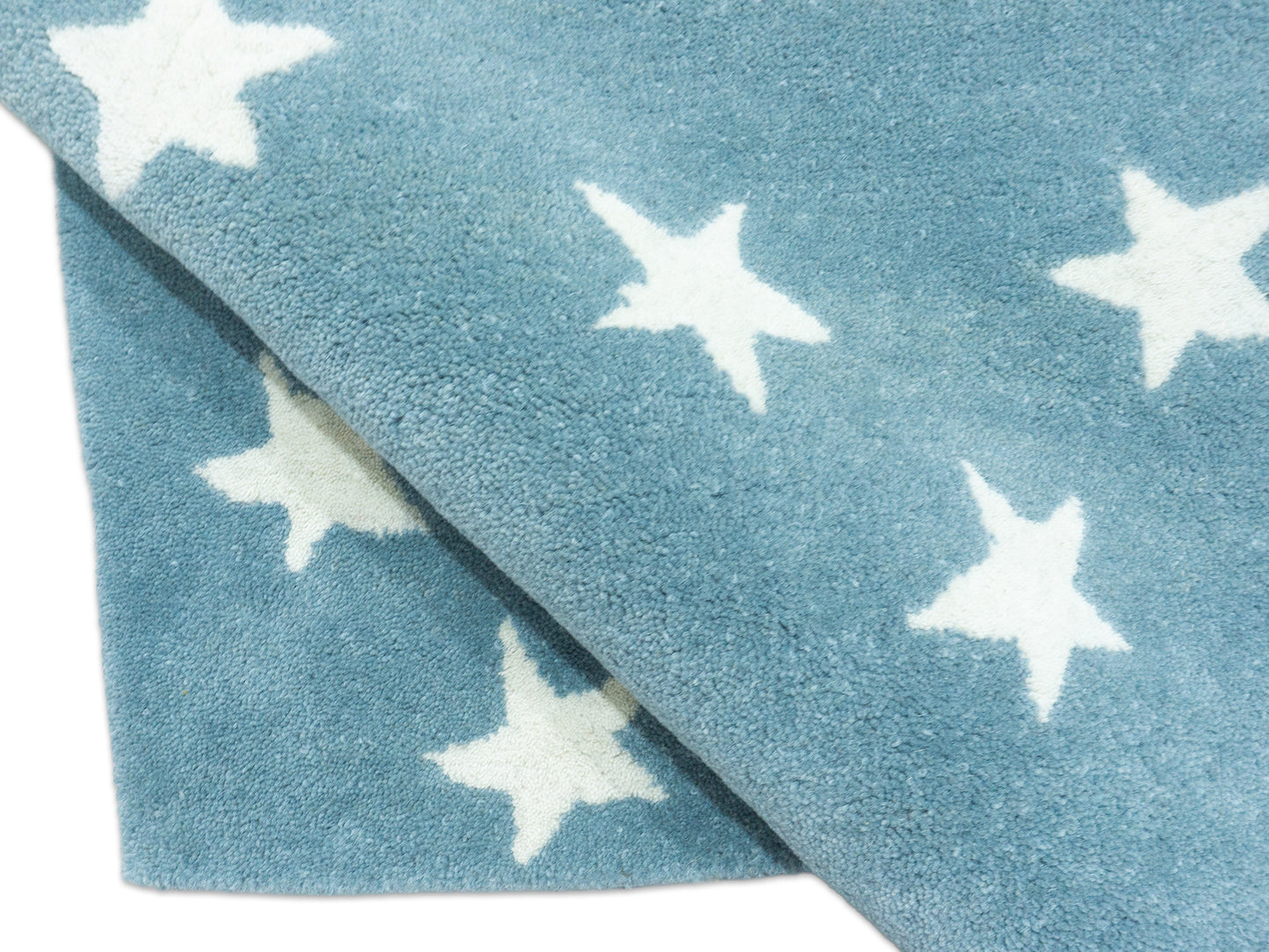 Hand Tufted Wool Blue Star Rug 9x12 | Kids Nursery Area Rug | Modern Baby Room Decor