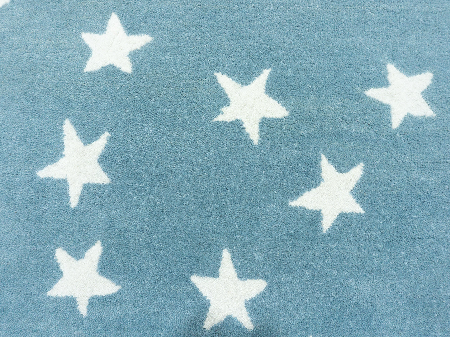 Hand Tufted Wool Blue Star Rug 9x12 | Kids Nursery Area Rug | Modern Baby Room Decor
