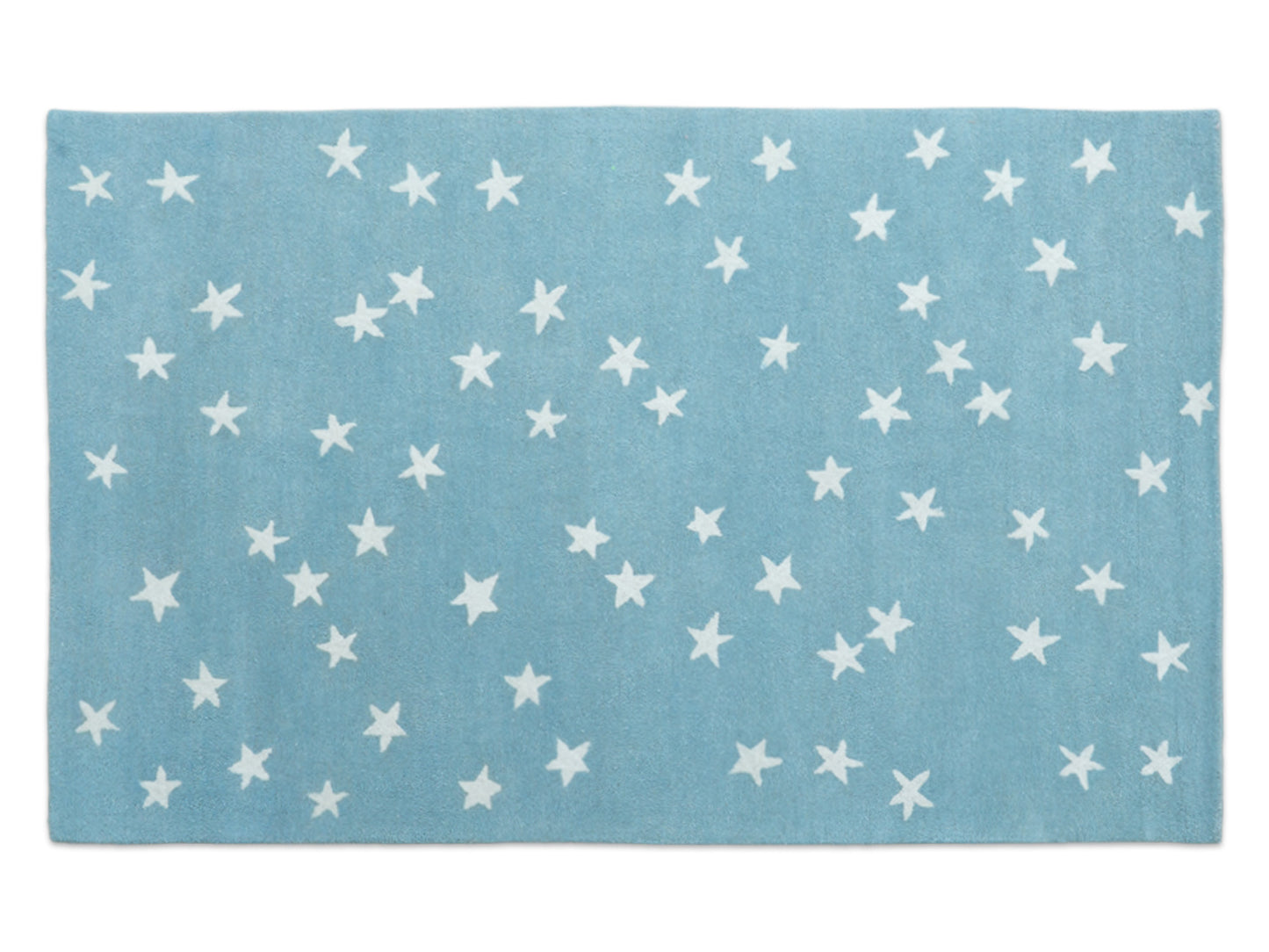 PB Star Wool Rug For Kids Room, Bedroom Area Rug | Light Blue Color