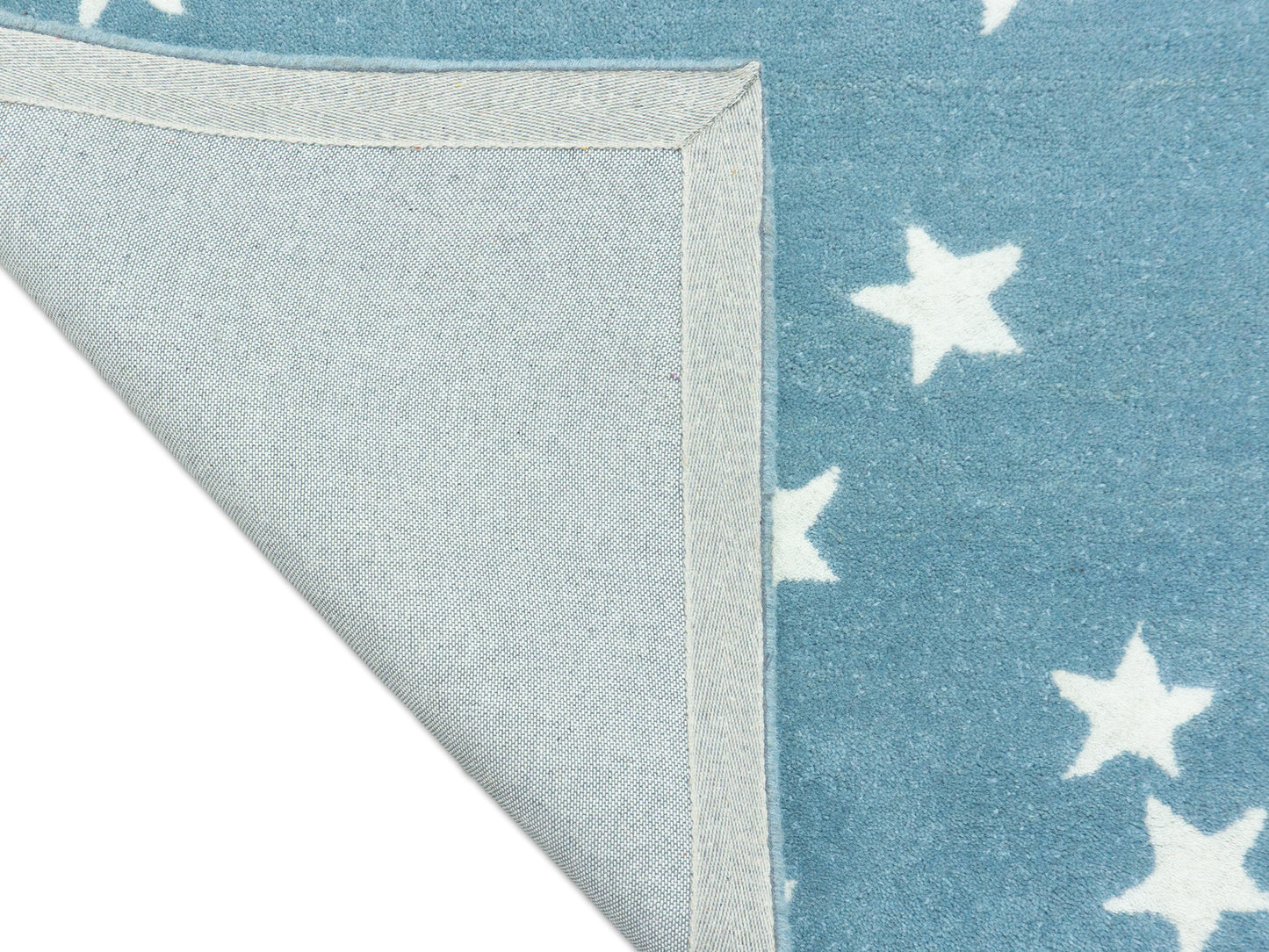 PB Star Wool Rug For Kids Room, Bedroom Area Rug | Light Blue Color