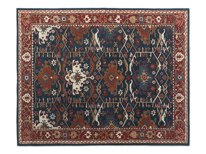 Handmade Traditional Rug | Oriental Design in Blue & Red 8x10