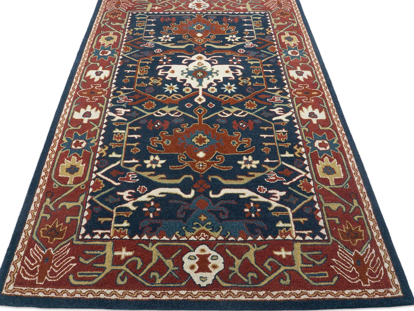 Handmade Traditional Rug | Oriental Design in Blue & Red 8x10