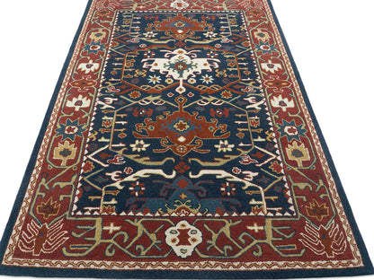 Handmade Traditional Rug | Oriental Design in Blue & Red 8x10
