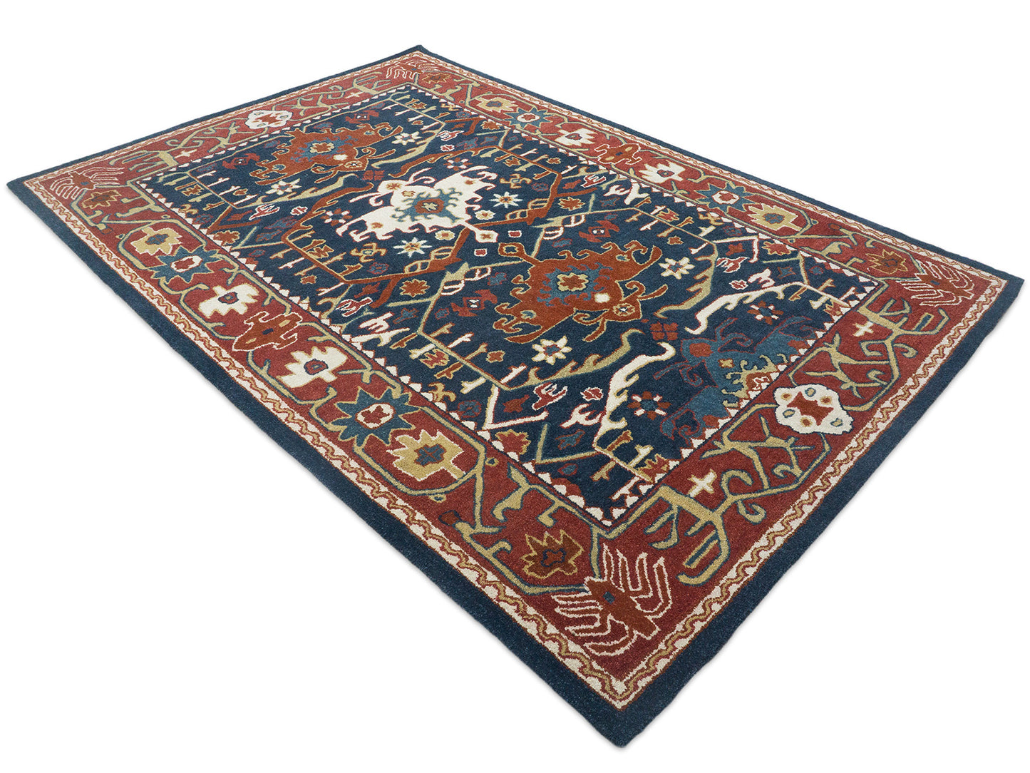 Handmade Traditional Rug | Oriental Design in Blue & Red 8x10