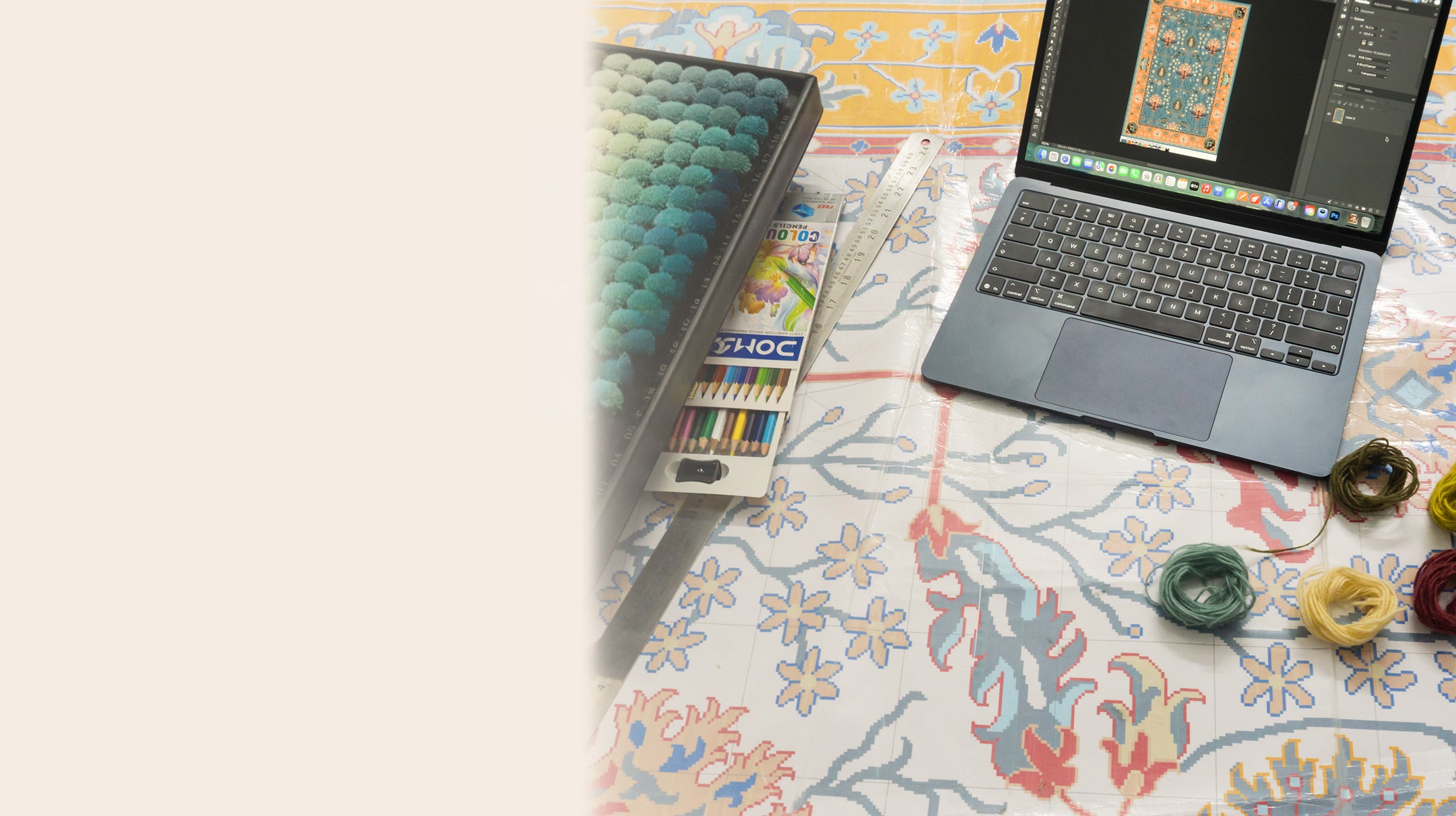 Custom rug design in progress