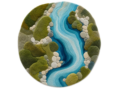 Handmade River Moss Rug | Organic Green & Blue Wool Area Rug