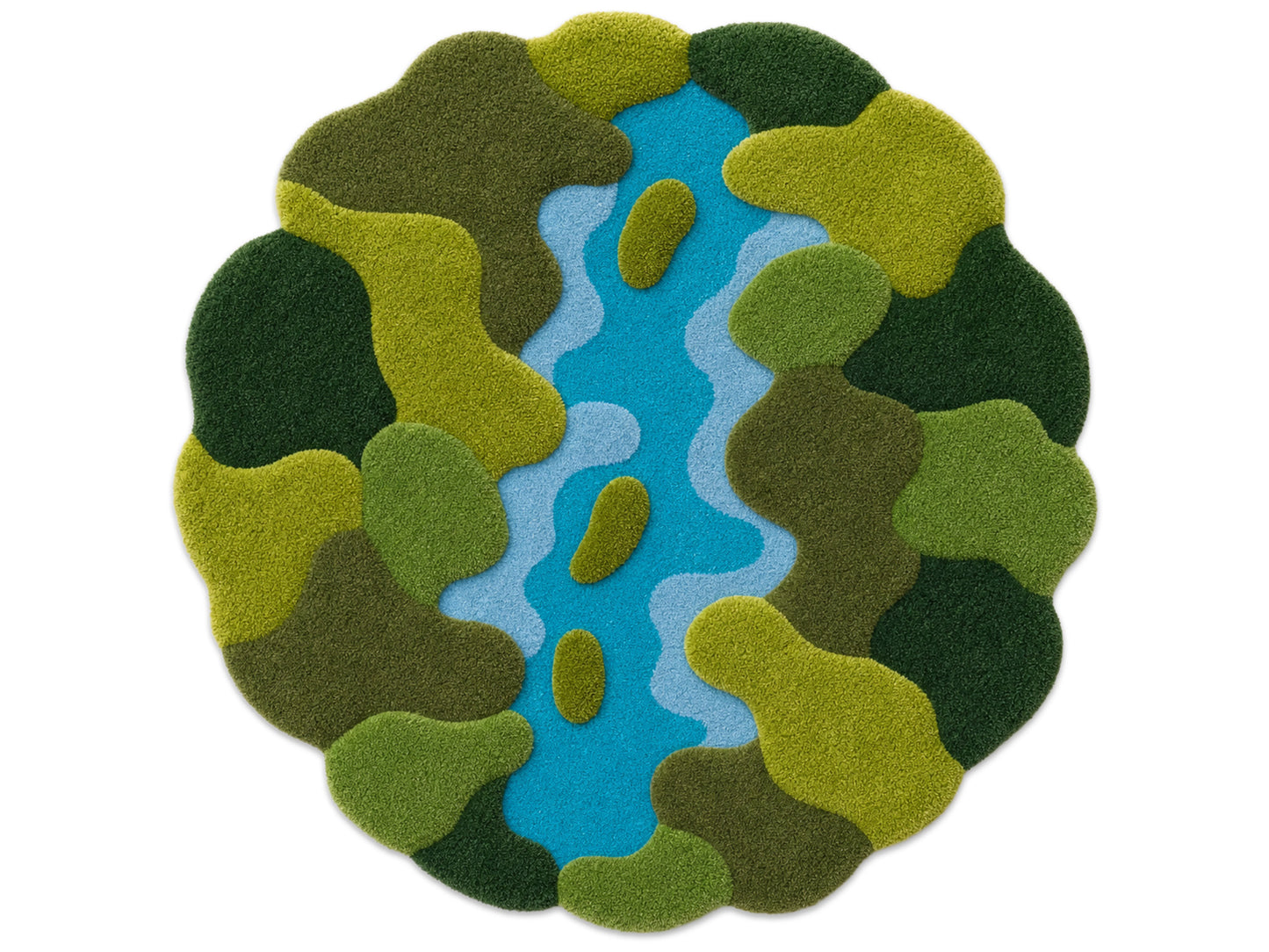 Moss Green Abstract Organic Shape: Hand Tufted Wool Rug (Copy)