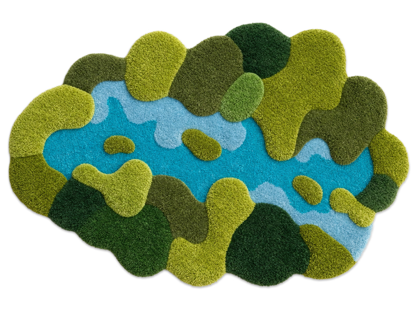 Moss Green Abstract Organic Shape: Hand Tufted Wool Rug (Copy)