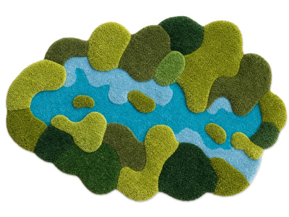 Moss Green Abstract Organic Shape: Hand Tufted Wool Rug (Copy)