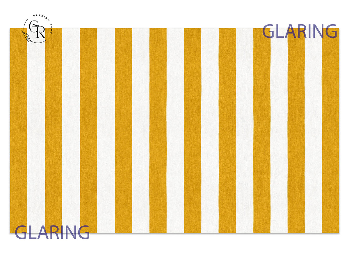 Handmade Hand-Tufted Modern Rug | Horizontal Stripes Rug in Yellow