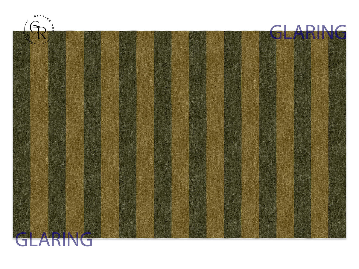 Handmade Hand-Tufted Modern Rug | Horizontal Stripes Rug in Green