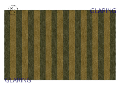 Handmade Hand-Tufted Modern Rug | Horizontal Stripes Rug in Green