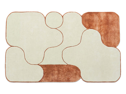 Hand Tufted Abstract Wool Rug in Ivory and Terracotta 