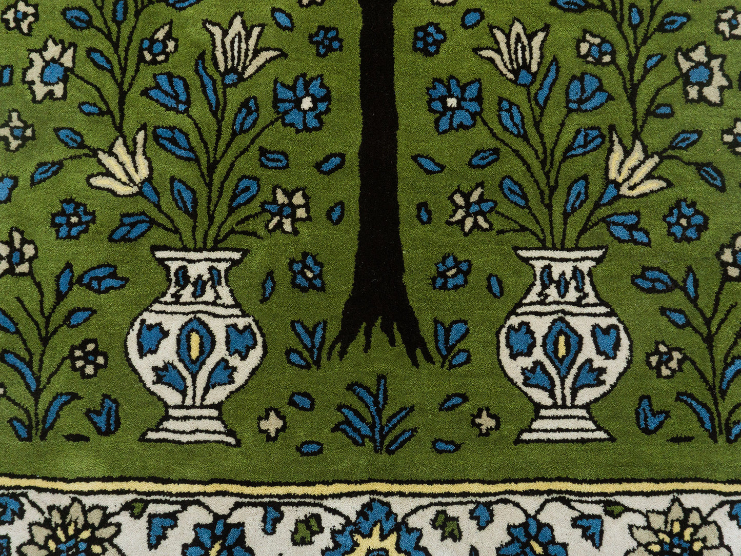Handmade Olive Green Floral Rug | Persian Oriental Style