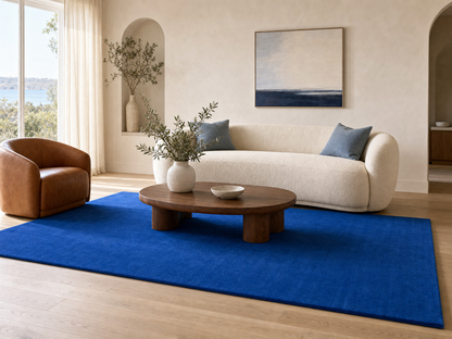 Solid Royal Blue Wool Rug | Hand-Tufted Modern Blue Area Rug