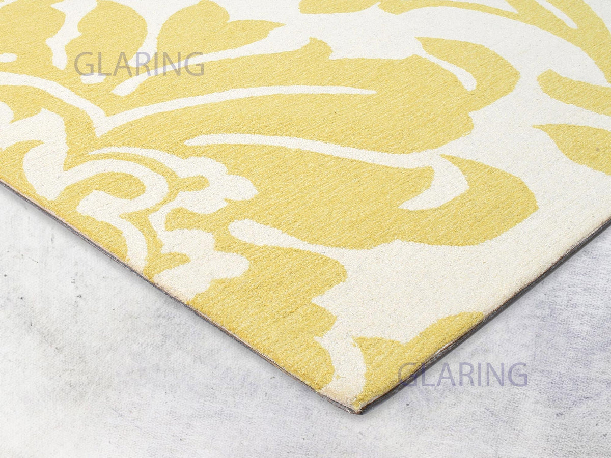 Handmade French Rug | Floral Design in Gold & Beige