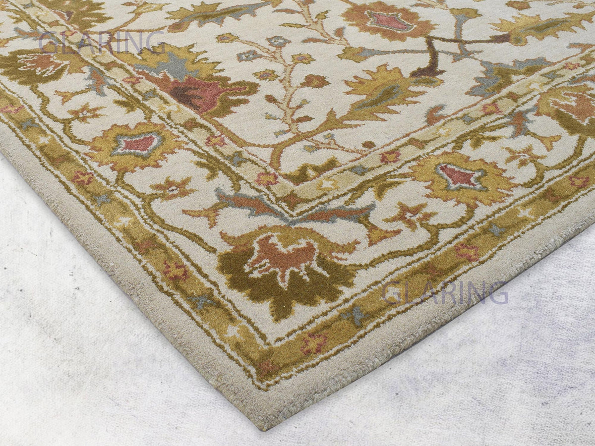 Handmade Kashan Rug | Oriental Design in Beige & Gold