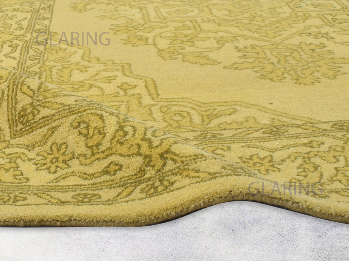 Handmade Heriz-Indian Rug | Oriental Design in Yellow & Olive