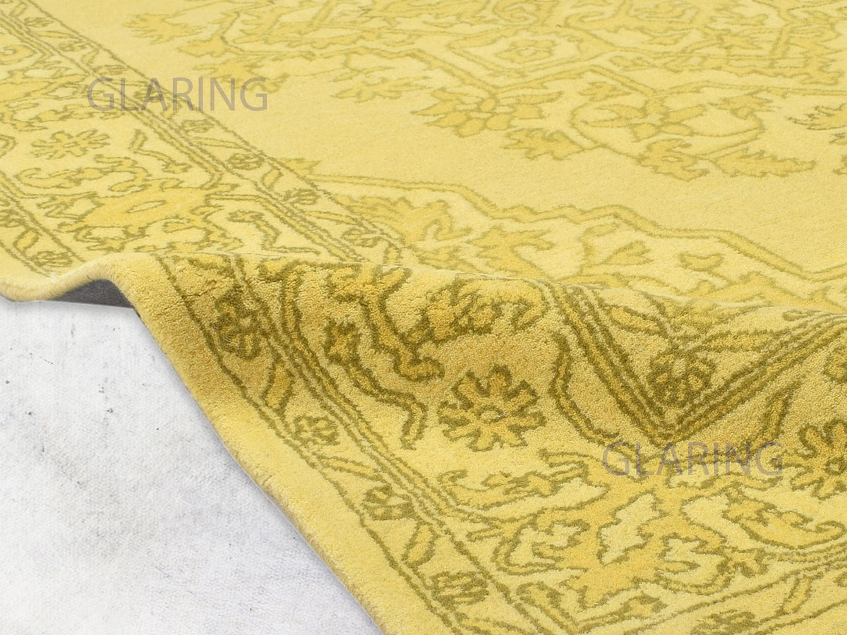 Handmade Heriz-Indian Rug | Oriental Design in Yellow & Olive