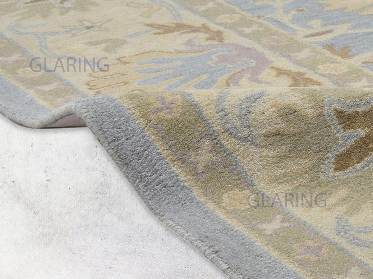 Handmade Oushak Rug | Oriental Design in Blue & Sage