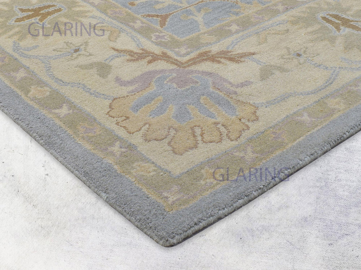 Handmade Oushak Rug | Oriental Design in Blue & Sage