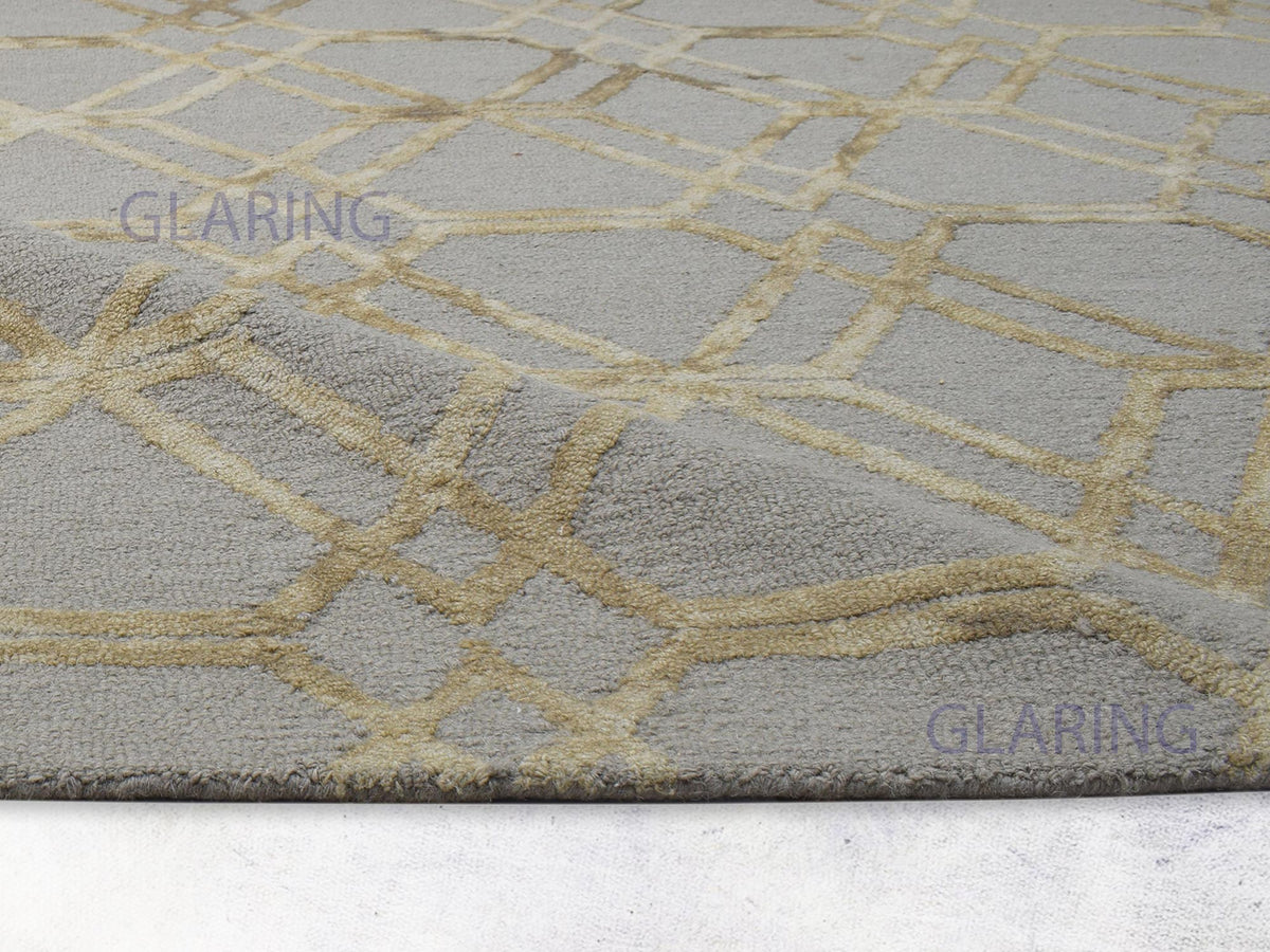 Handmade Moroccan Rug | Geometric Design in Grey & Gold Geometric Rug