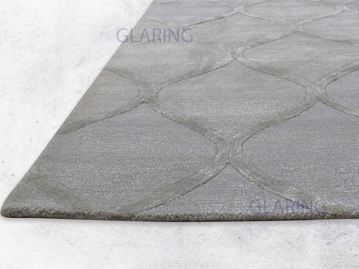 Modern Grey and Ivory Handmade Wool Rug for Living Room