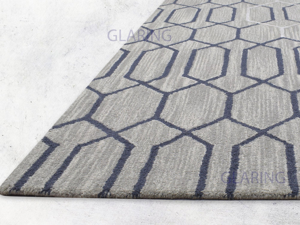 Handmade Moroccan Rug | Geometric Design in Grey & White