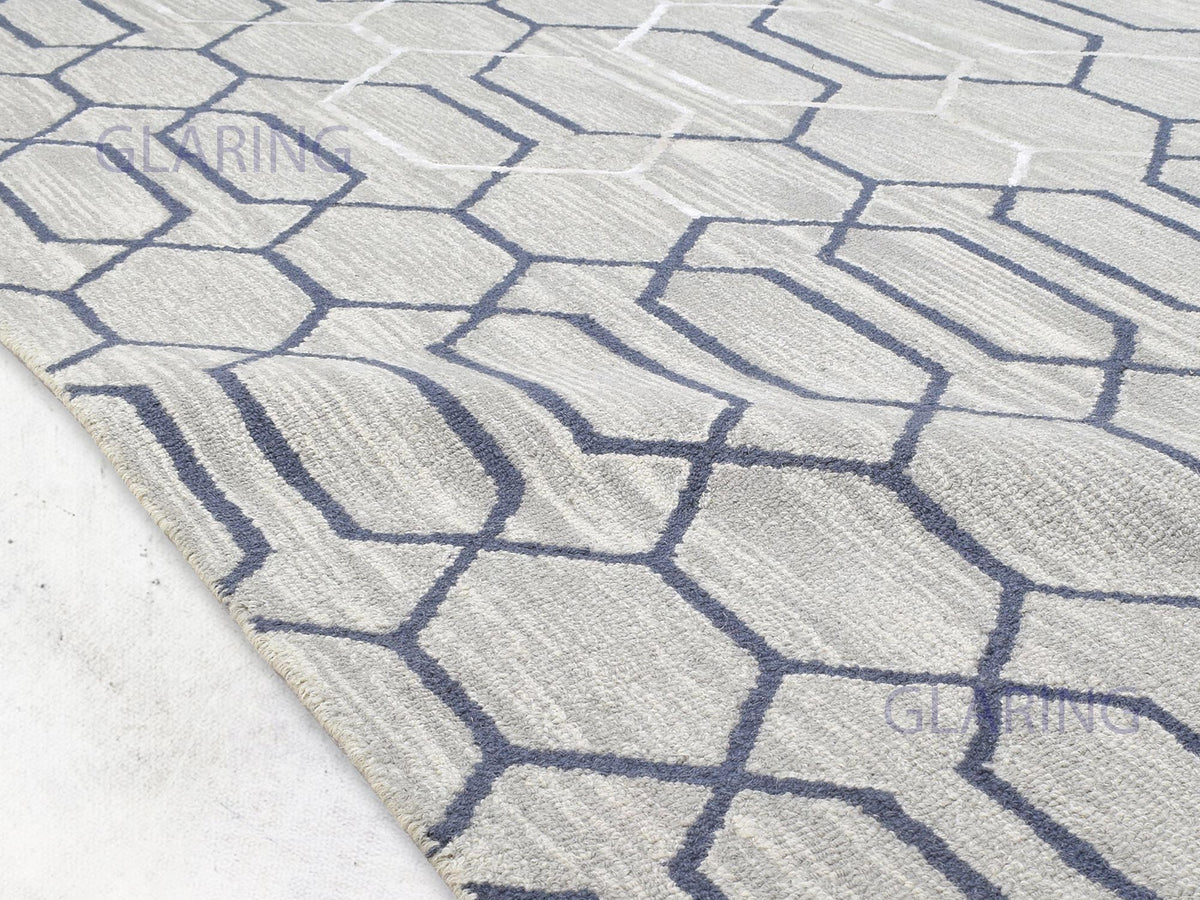 Handmade Moroccan Rug | Geometric Design in Grey & White