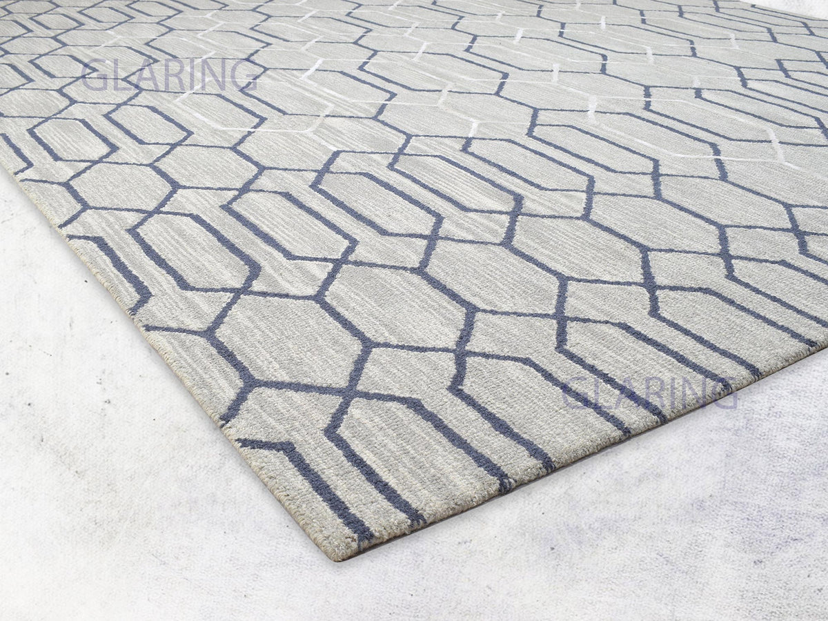 Handmade Moroccan Rug | Geometric Design in Grey & White