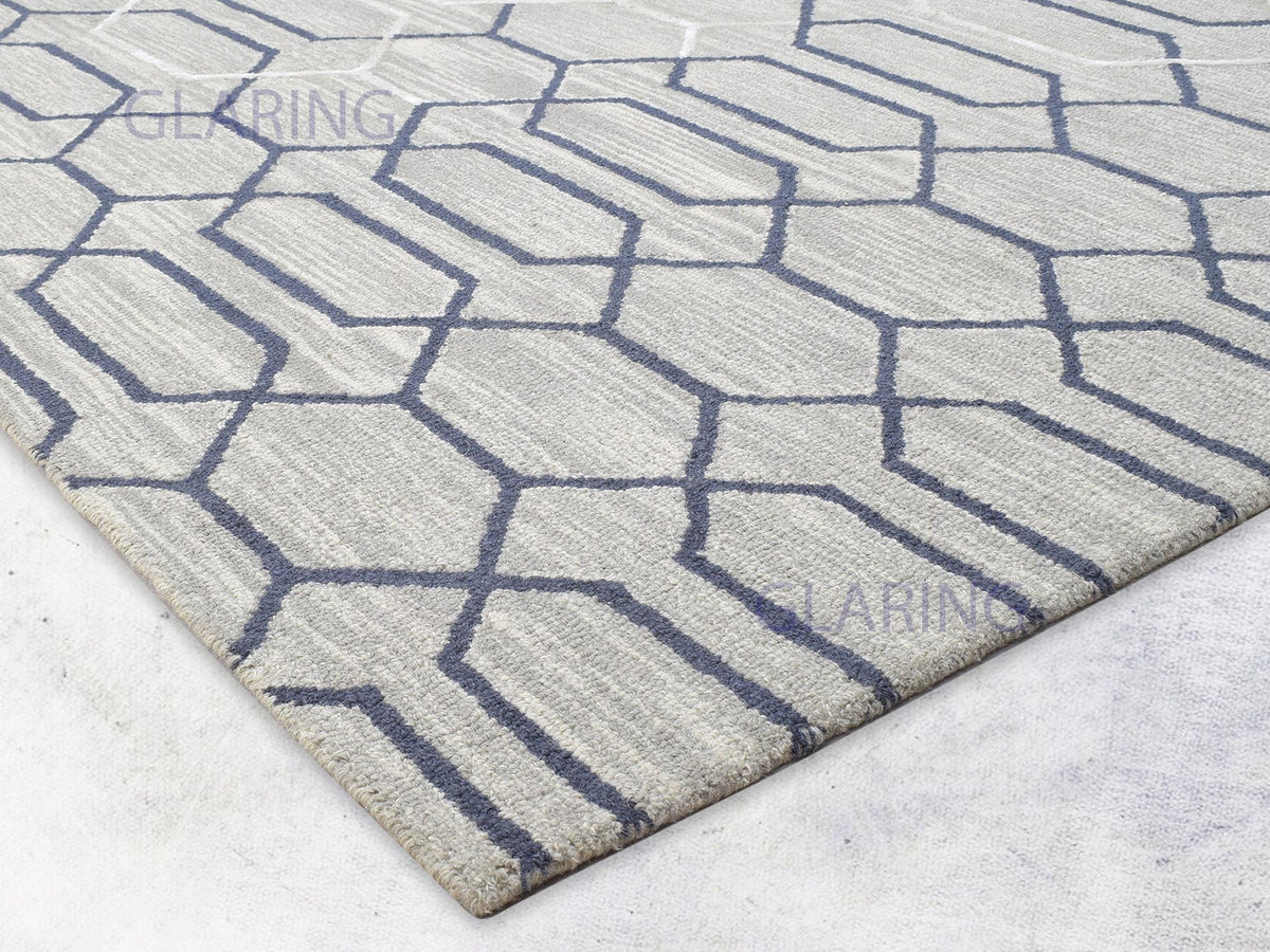 Handmade Moroccan Rug | Geometric Design in Grey & White